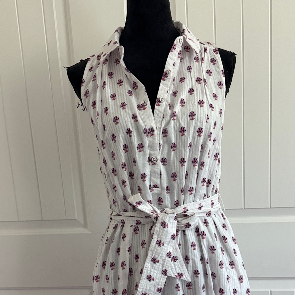 Cleobella Floral White and Pink Midi Dress. Nayeli ankle dress Mahal print - Picture 2 of 9